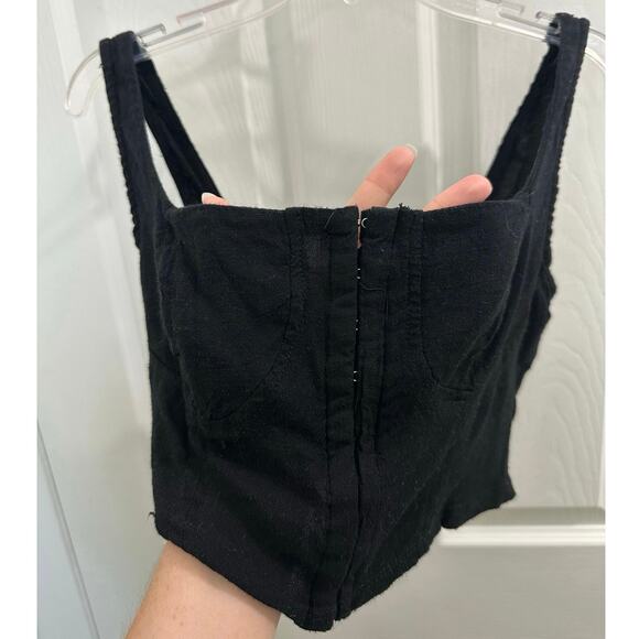 Wild Fable Soft Corset Crop Top w Front Close Hook & Eye Black EUC Small - Picture 2 of 5
